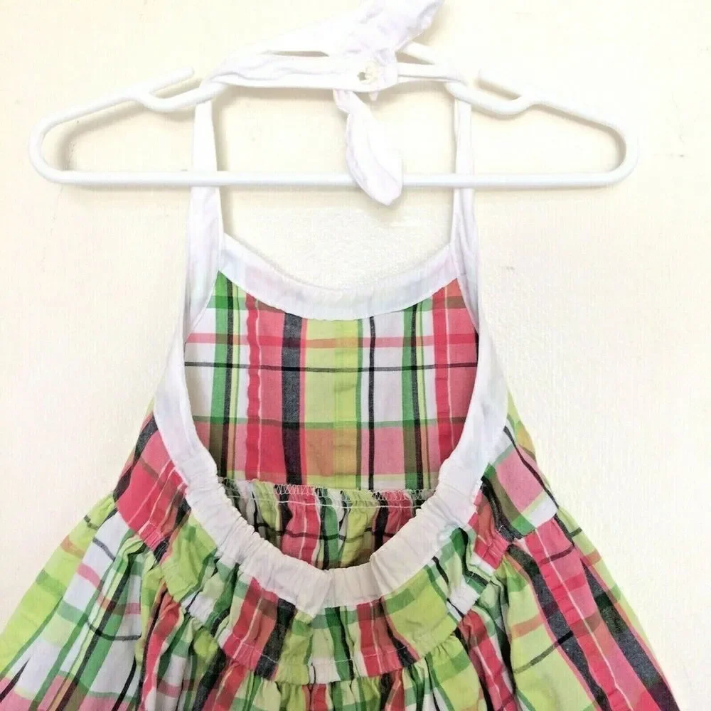 Vintage 2010 Gymboree Dress Plaid Halter Smocked  Preppy Colorful size 3 Toddler